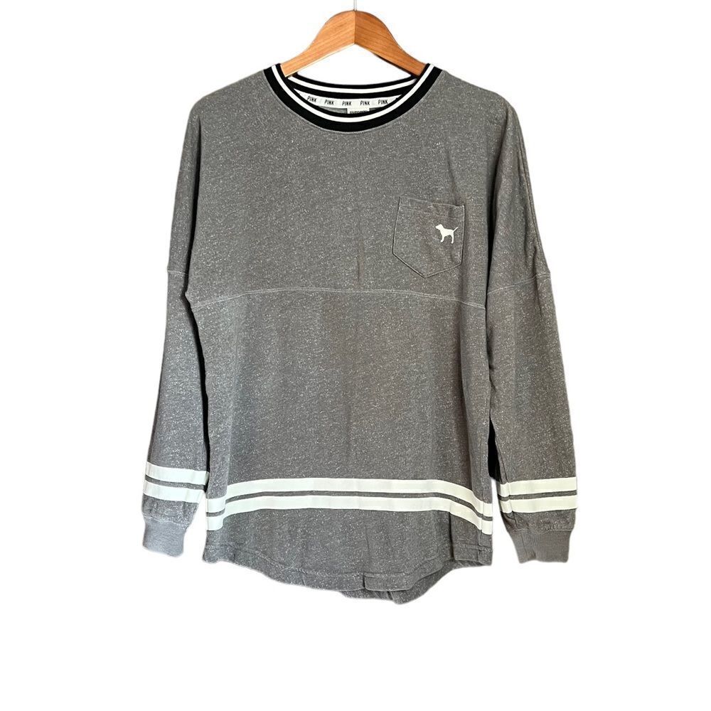 Victoria’s Secret pink grey crew neck sweater. Size xs